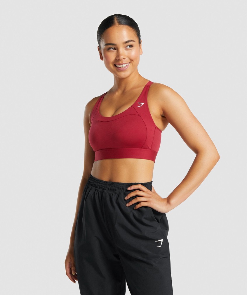 Burgundy Women's Gymshark Racer Back Sports Bra | USA-49832