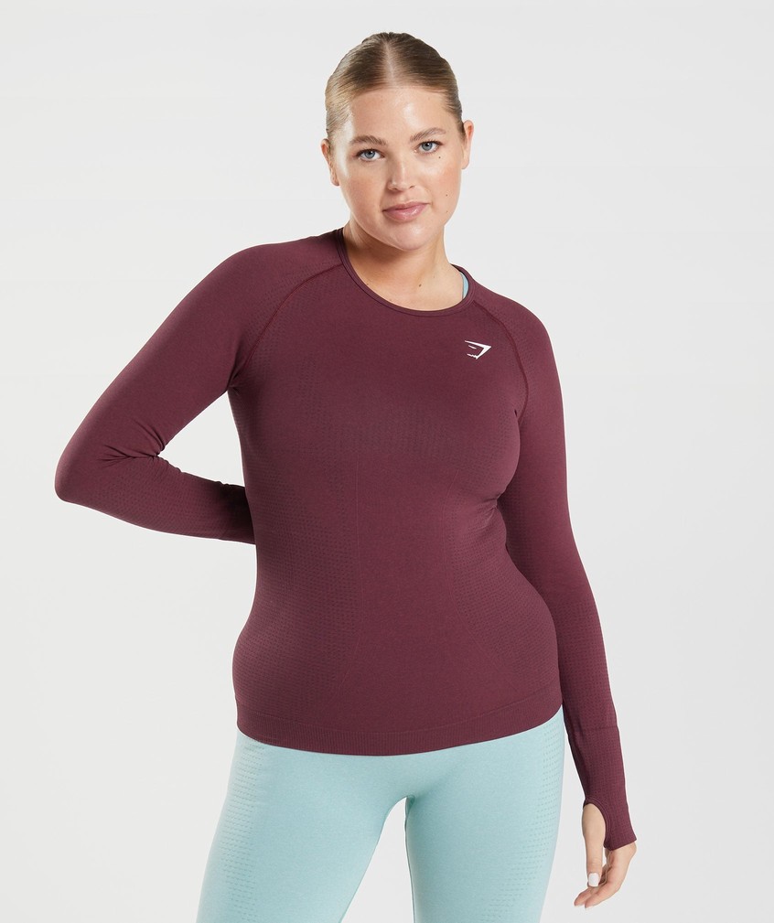 Burgundy Women's Gymshark Vital Seamless 2.0 Long Sleeve Top T-Shirts | USA-85741