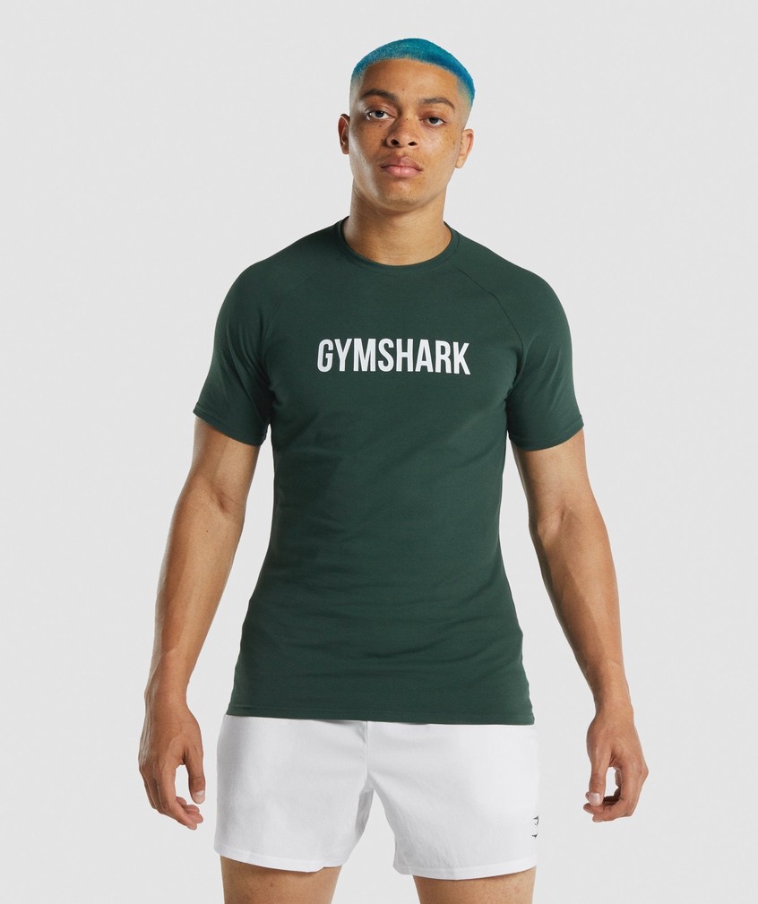 Dark Green Men's Gymshark Apollo T-Shirts | USA-19486