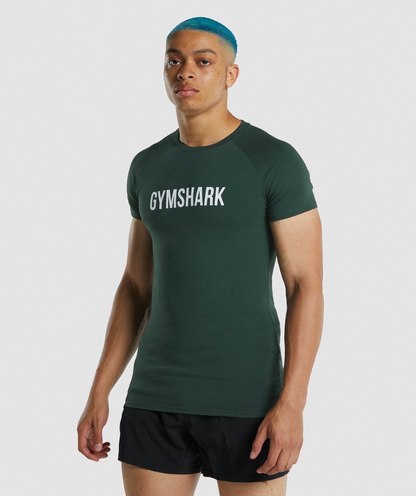 Dark Green Men's Gymshark Apollo T-Shirts | USA-73125