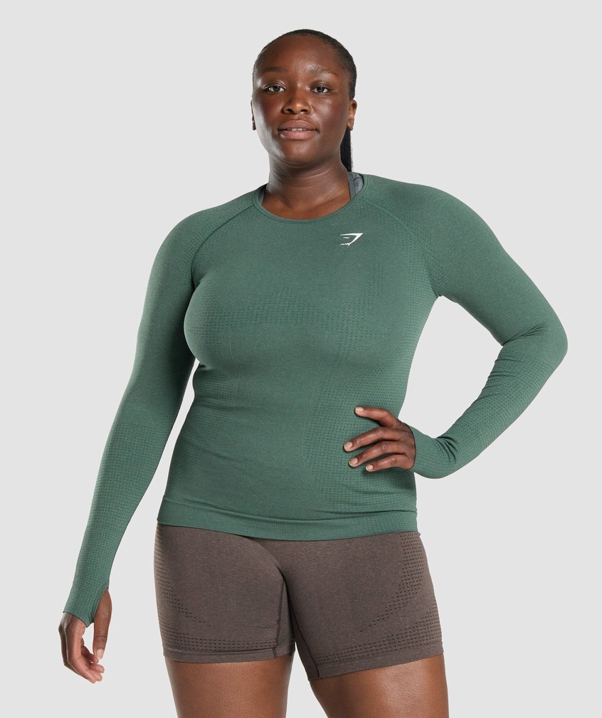 Dark Green Women's Gymshark Vital Seamless 2.0 Long Sleeve Top T-Shirts | USA-67349