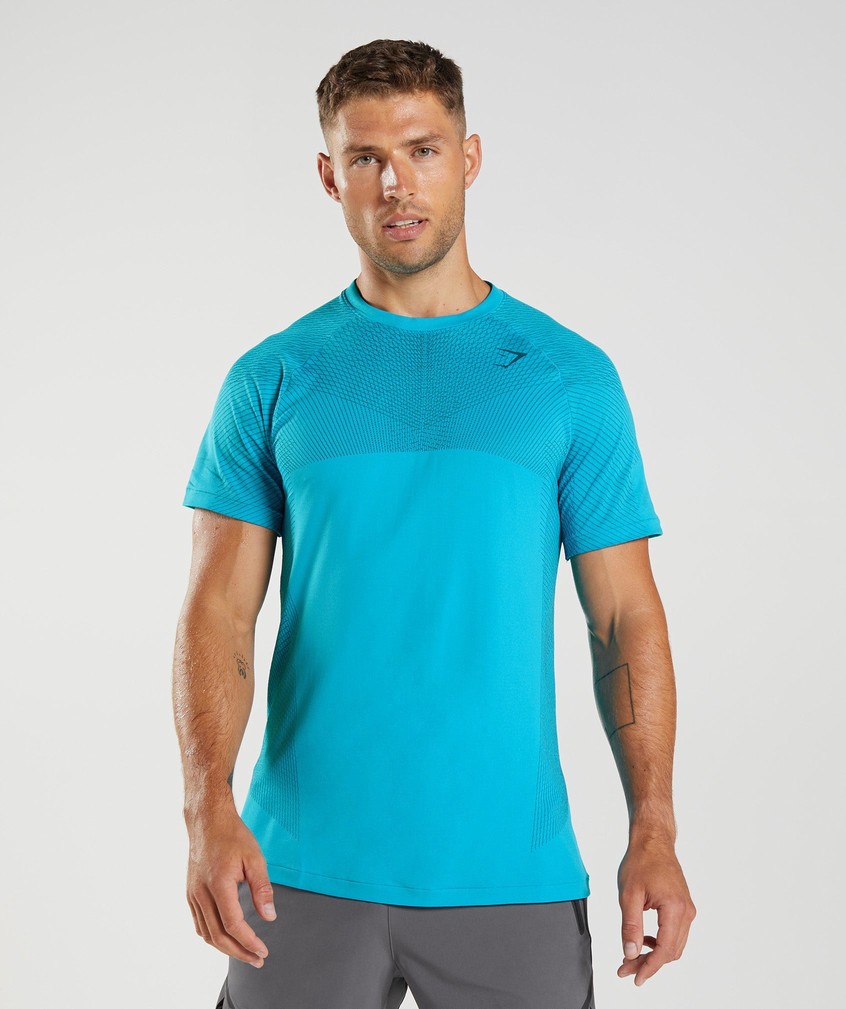 Dark Grey Blue Men's Gymshark Apex Seamless T-Shirts | USA-15607