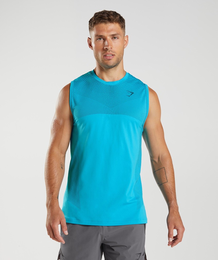 Dark Grey Blue Men's Gymshark Apex Seamless Tank | USA-61073