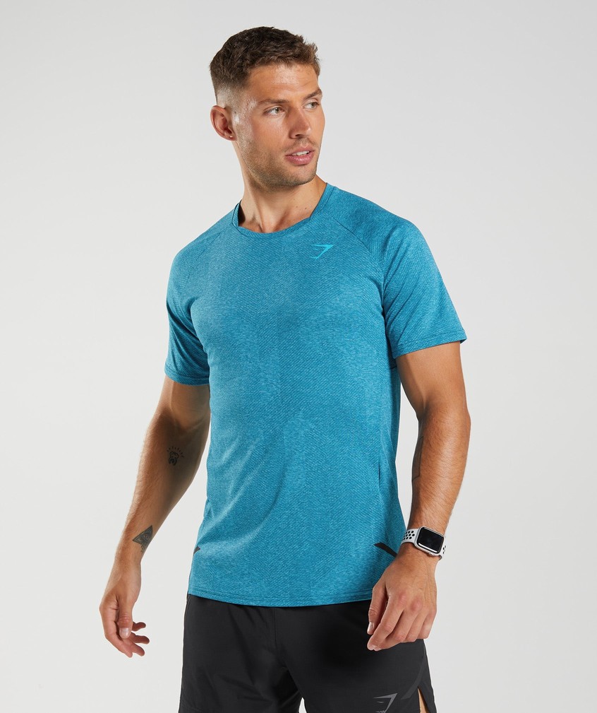 Dark Grey Blue Men's Gymshark Apex T-Shirts | USA-87195