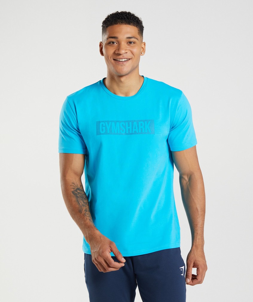 Dark Grey Blue Men's Gymshark Block T-Shirts | USA-40376