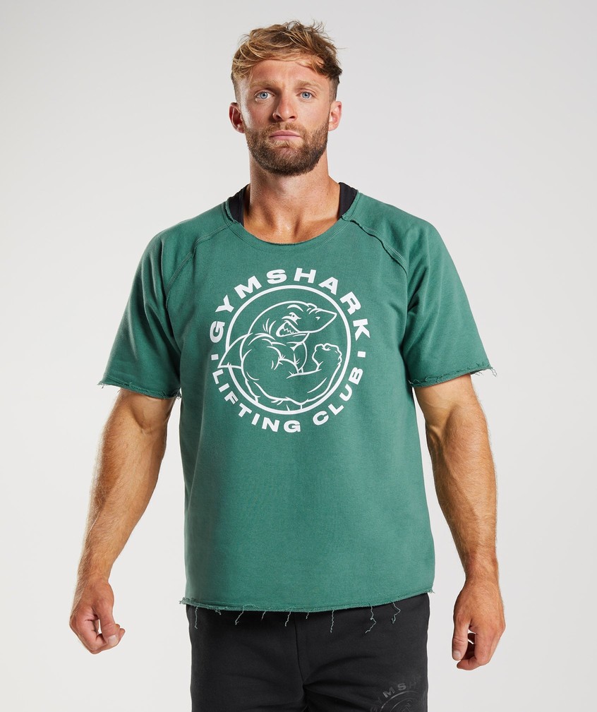 Green Men's Gymshark Legacy Rag Top T-Shirts | USA-59412