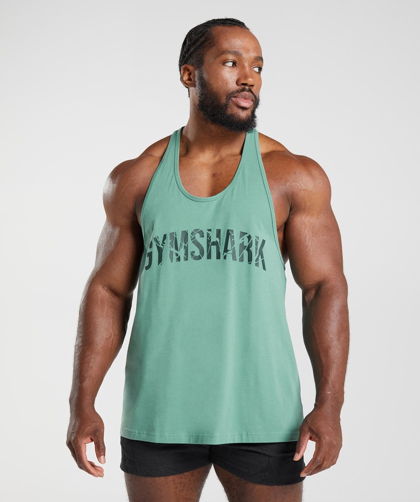 Green Men's Gymshark Power Stringer | USA-43708