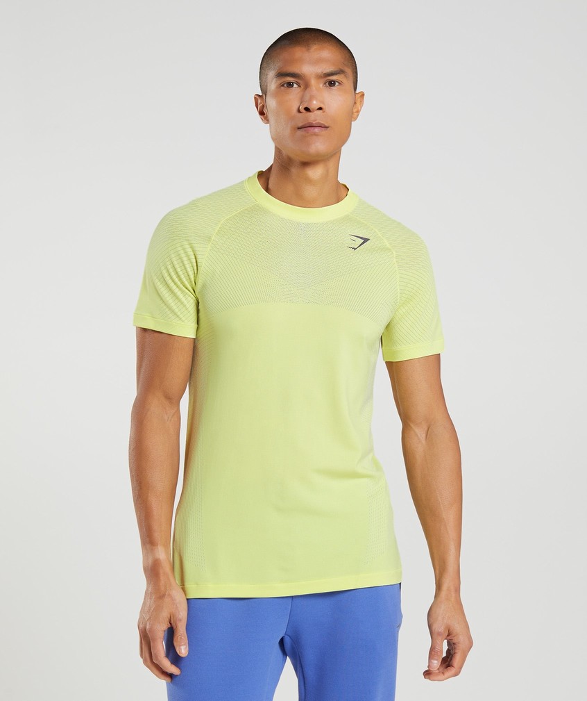 Green / White Men's Gymshark Apex Seamless T-Shirts | USA-71953