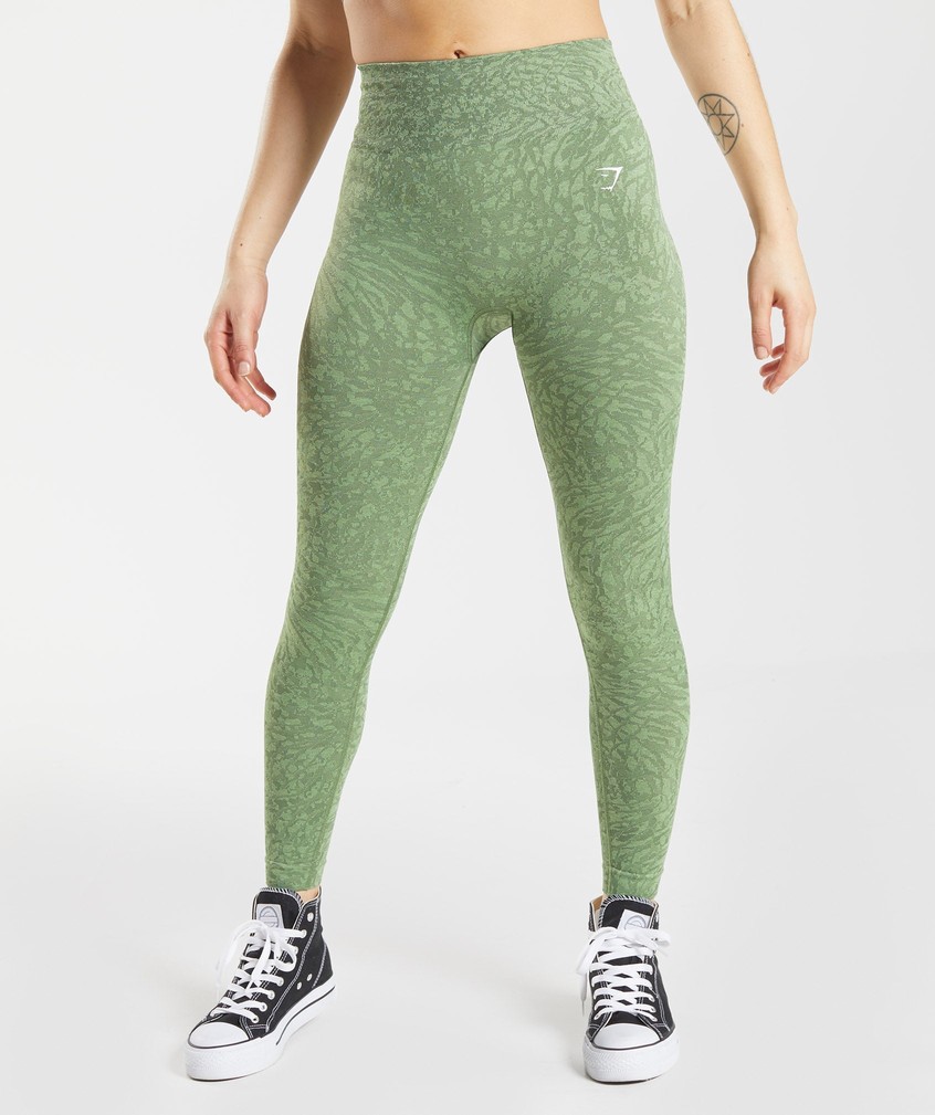 Green Women's Gymshark Adapt Animal Seamless Leggings | USA-25139