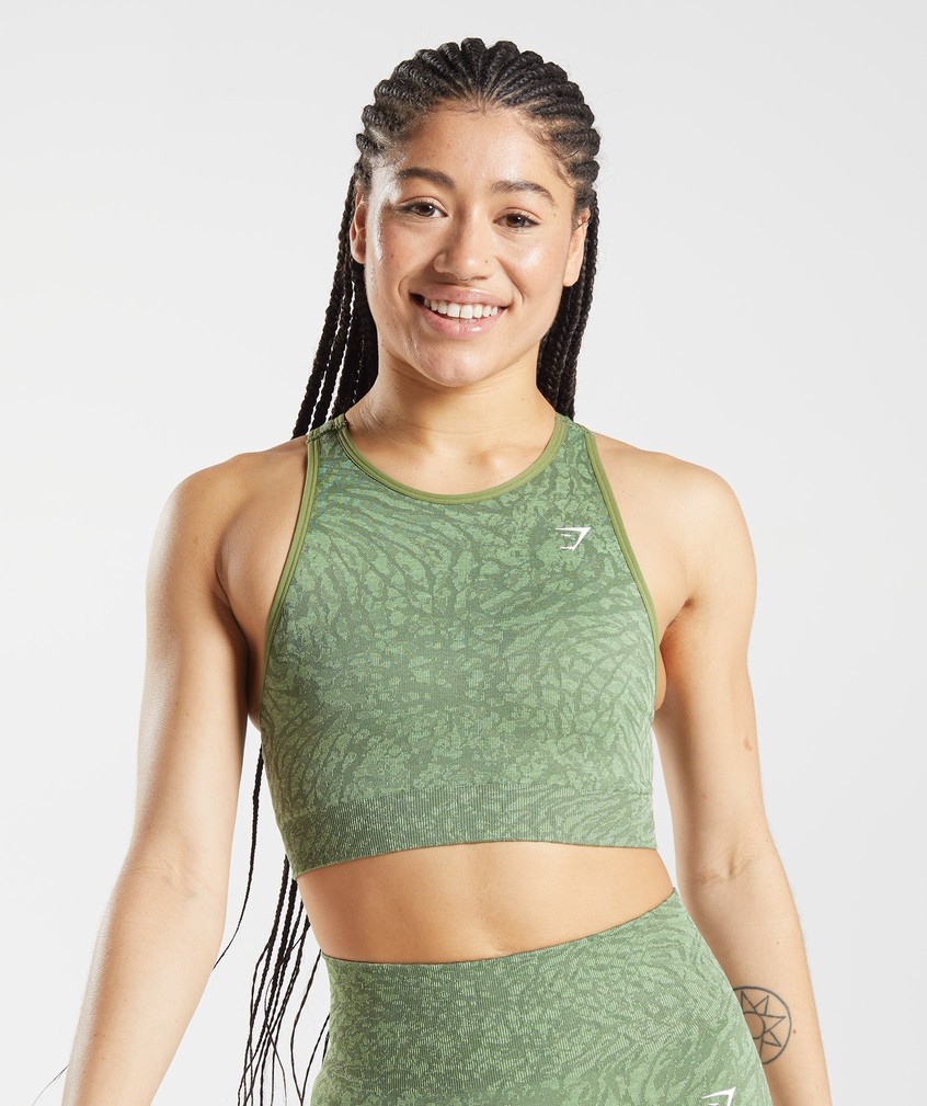 Green Women's Gymshark Adapt Animal Seamless Sports Bra | USA-94638