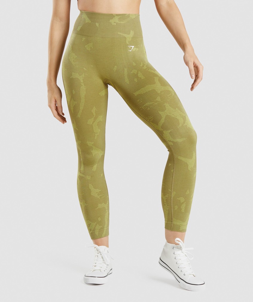 Green Women's Gymshark Adapt Camo Seamless Leggings | USA-51049