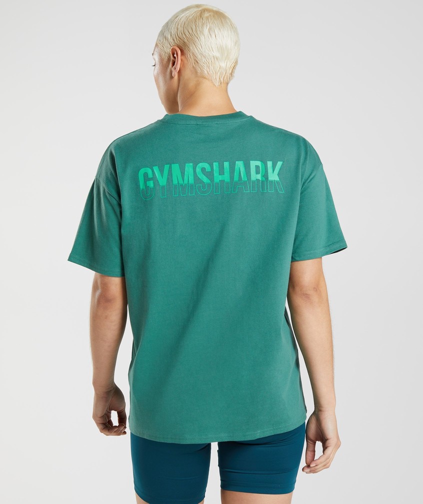 Green Women's Gymshark Fraction Oversized T-Shirts | USA-39758