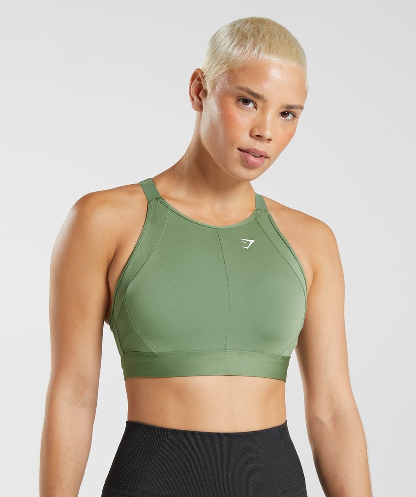 Green Women's Gymshark High Neck High Support Sports Bra | USA-19726