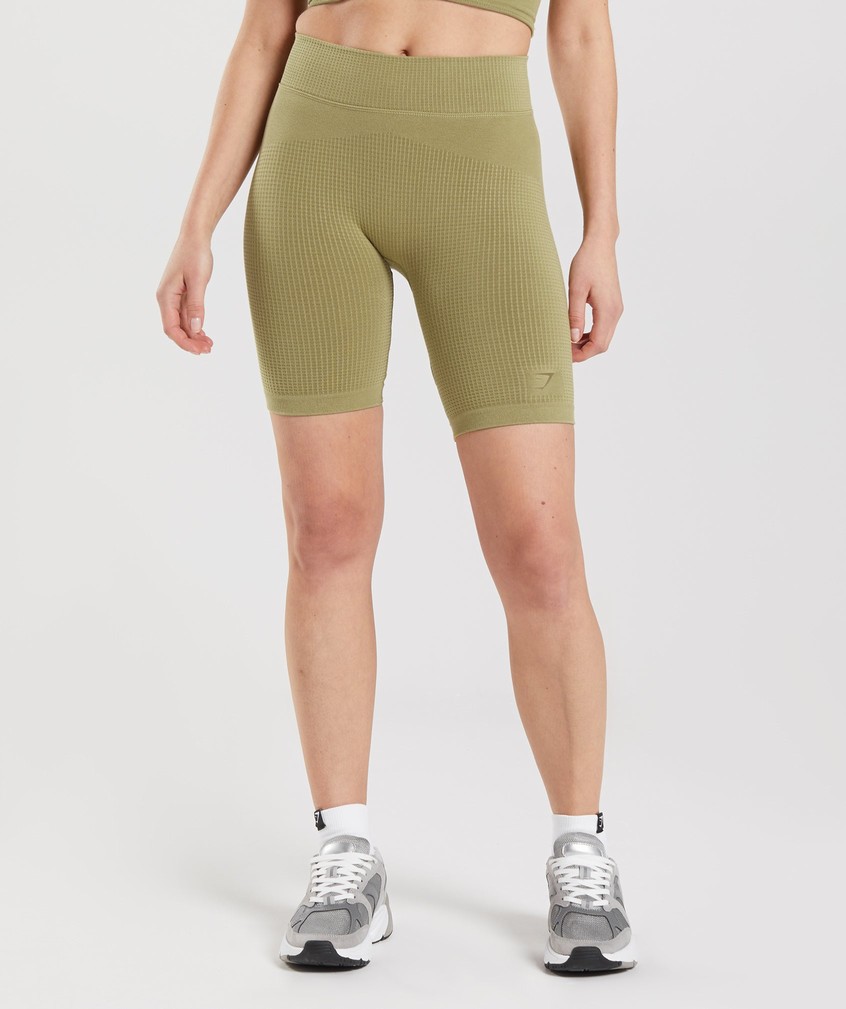 Green Women's Gymshark Pause Seamless Cycling Shorts | USA-73526