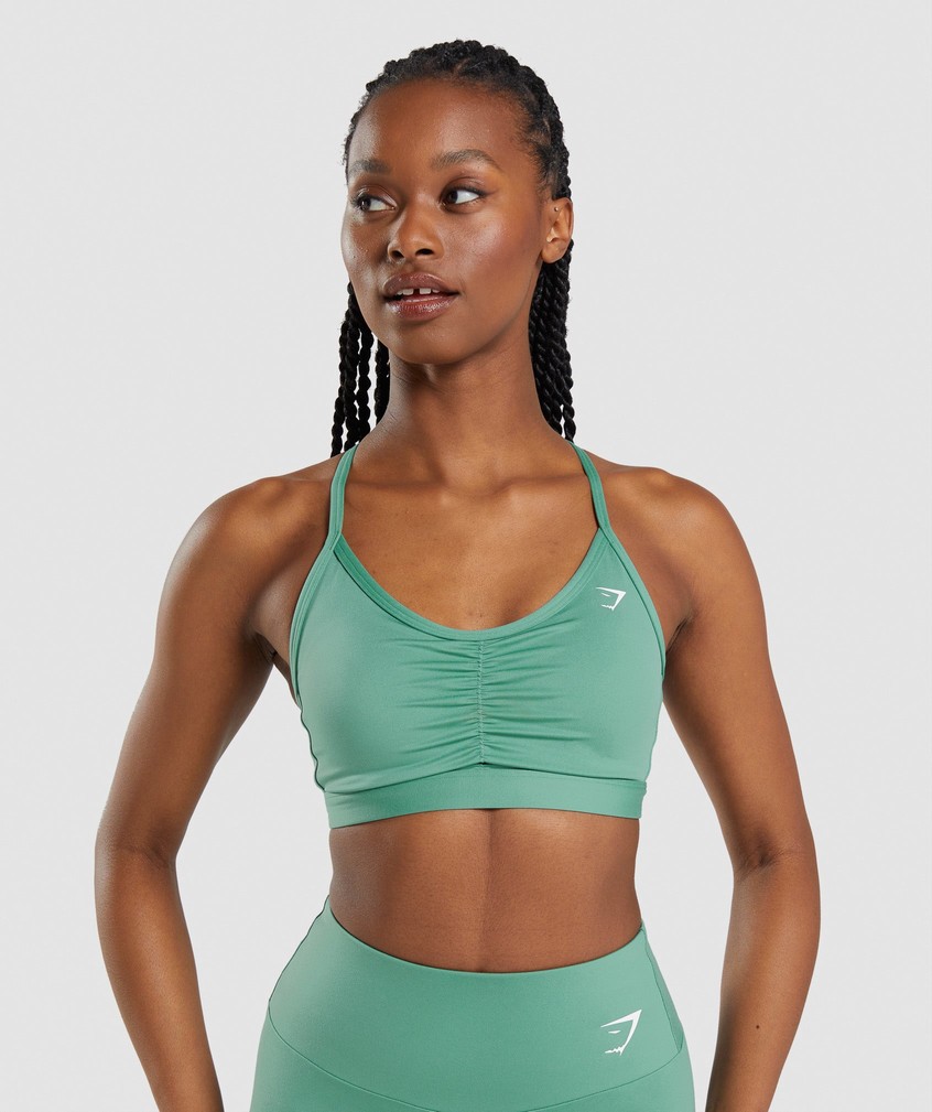 Green Women's Gymshark Ruched Sports Bra | USA-27486