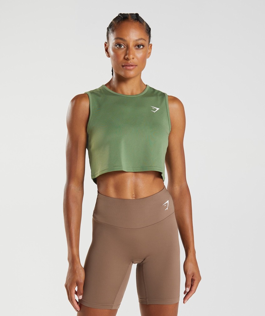 Green Women's Gymshark Training Crop Tank | USA-57961