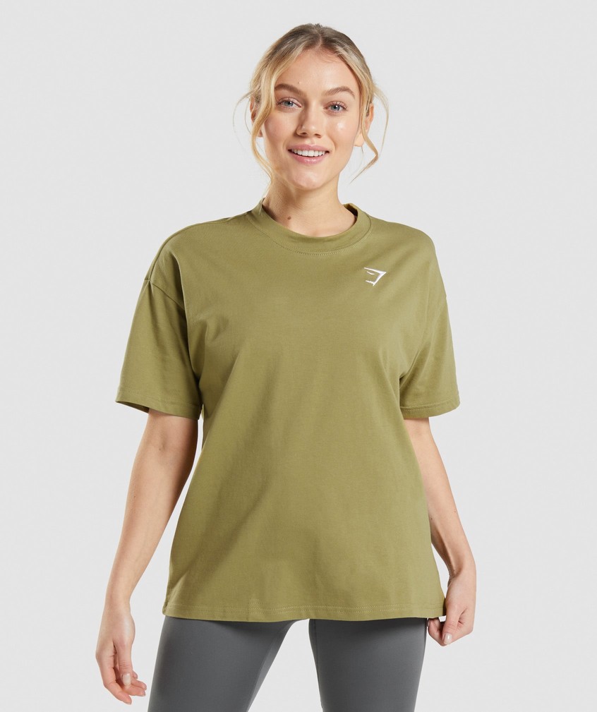 Green Women's Gymshark Training Oversized T-Shirts | USA-04627