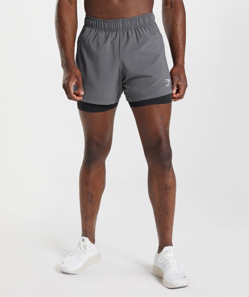 Grey / Black Men's Gymshark Sport 5" 2 In 1 Shorts | USA-96785