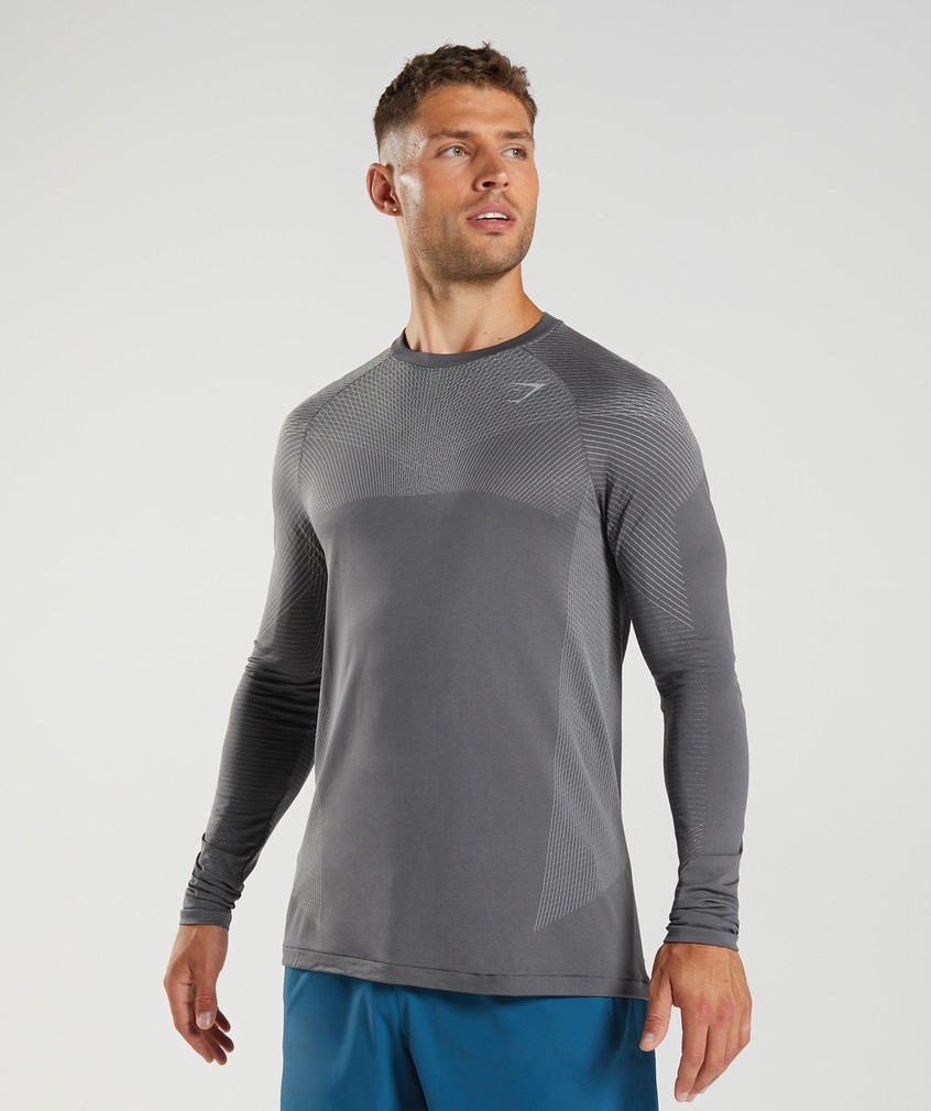 Grey Men's Gymshark Apex Seamless Long Sleeve T-Shirts | USA-72189