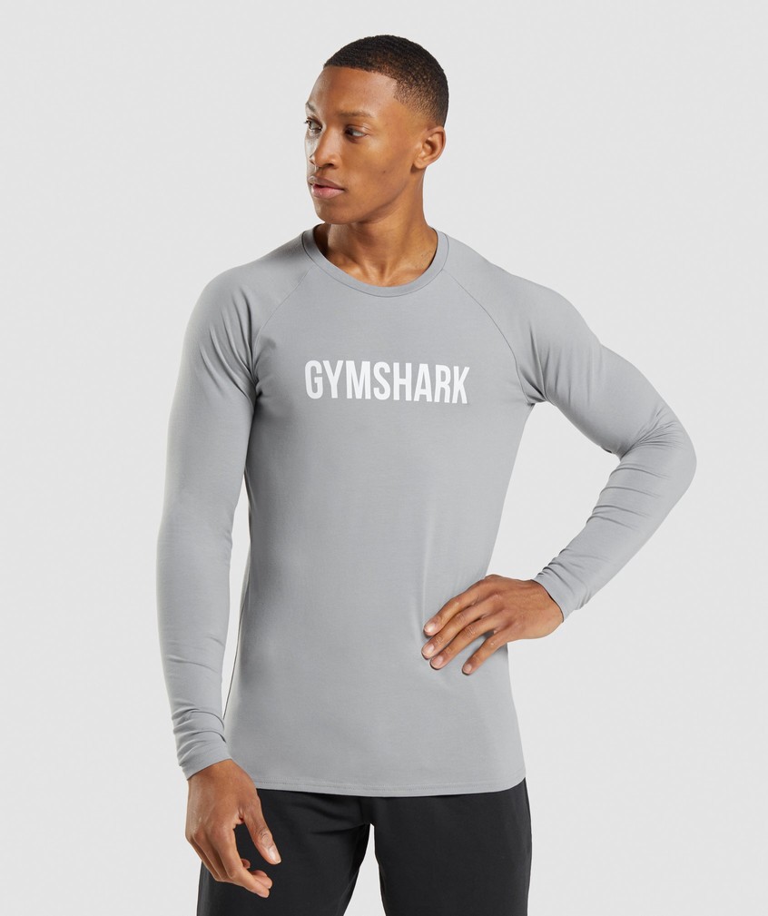 Grey Men's Gymshark Apollo Long Sleeve T-Shirts | USA-42780