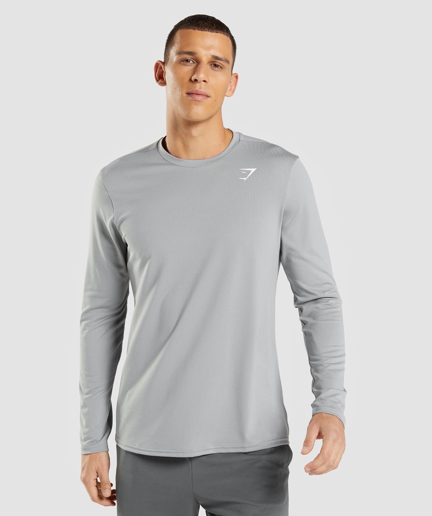 Grey Men's Gymshark Arrival Long Sleeve T-Shirts | USA-16374