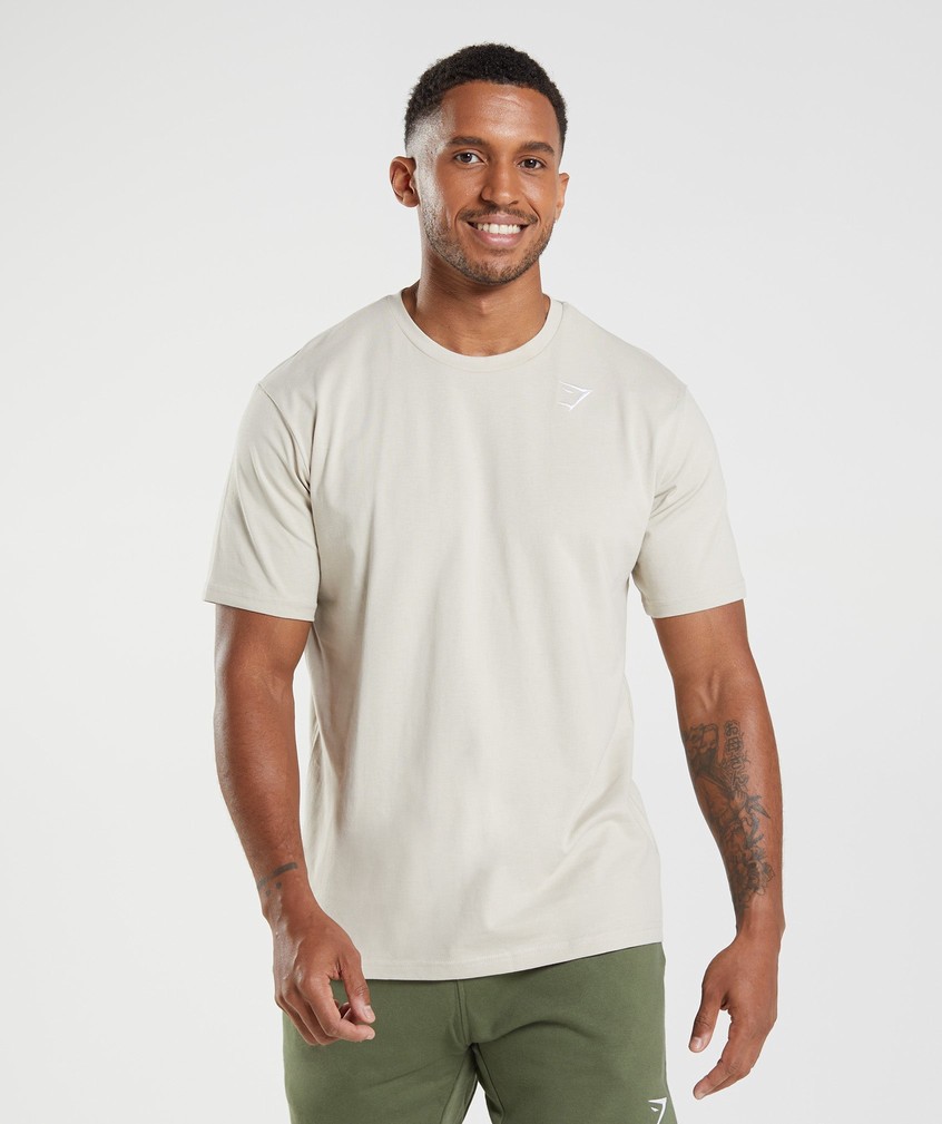 Grey Men's Gymshark Crest T-Shirts | USA-63278