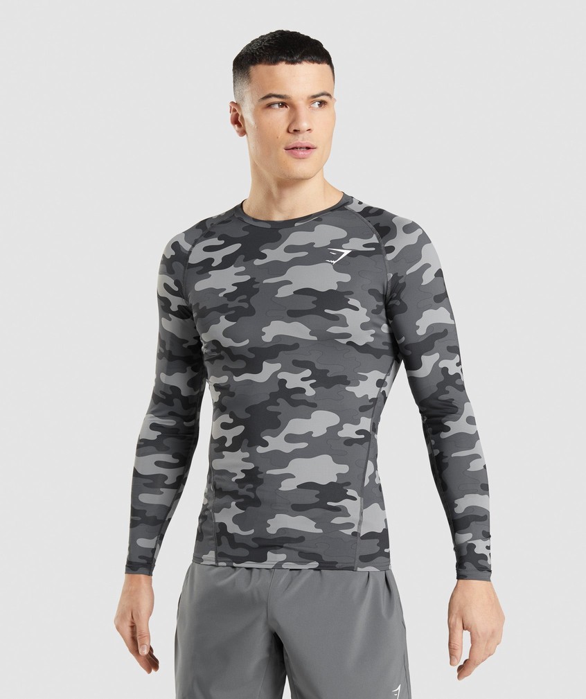 Grey Men's Gymshark Element Baselayer Long Sleeve Top T-Shirts | USA-26198