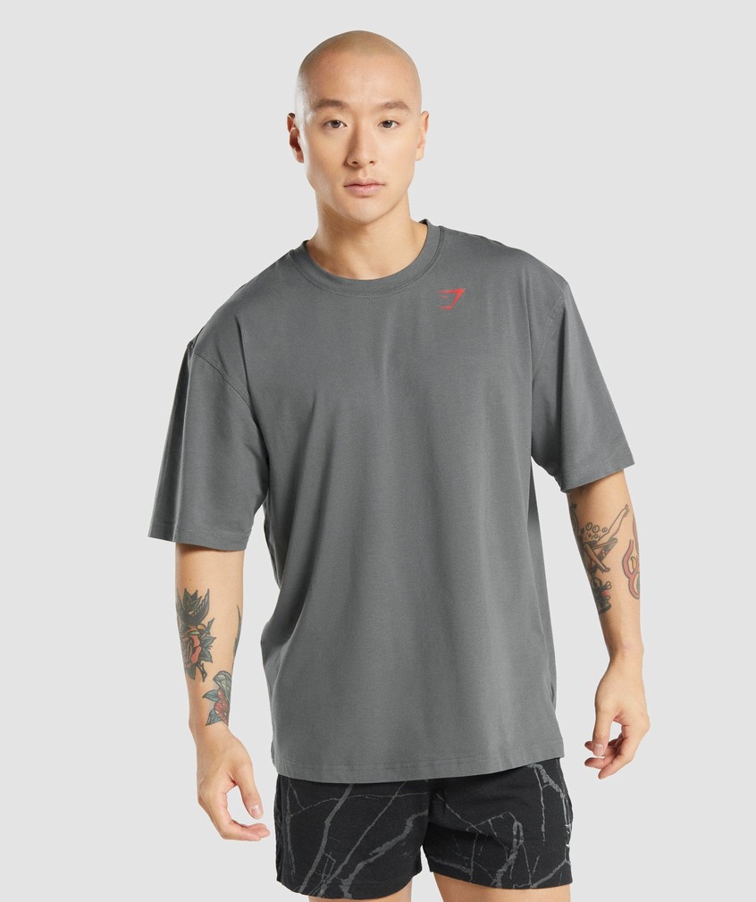 Grey Men's Gymshark Power T-Shirts | USA-91602