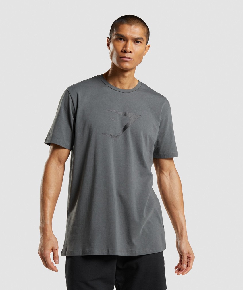 Grey Men's Gymshark Sharkhead Infill T-Shirts | USA-53927