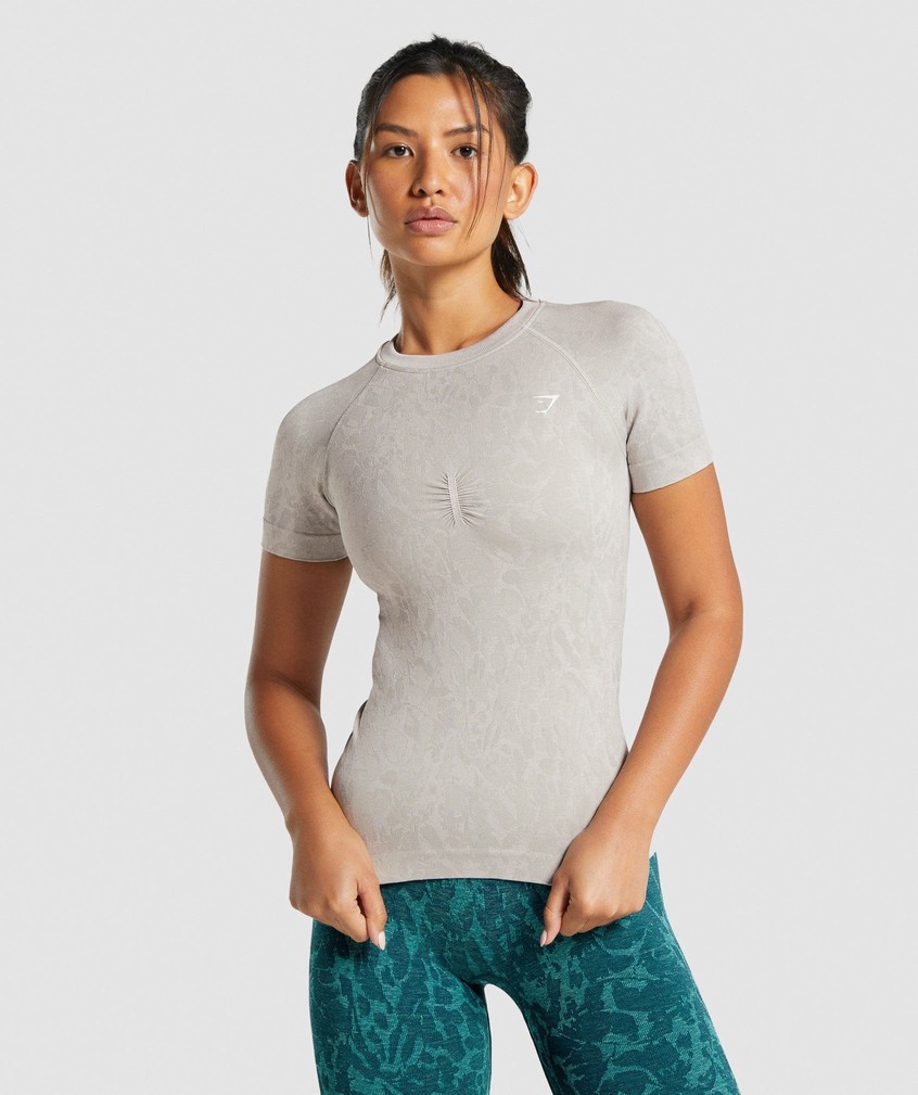 Grey Women's Gymshark Adapt Animal Seamless T-Shirts | USA-06125