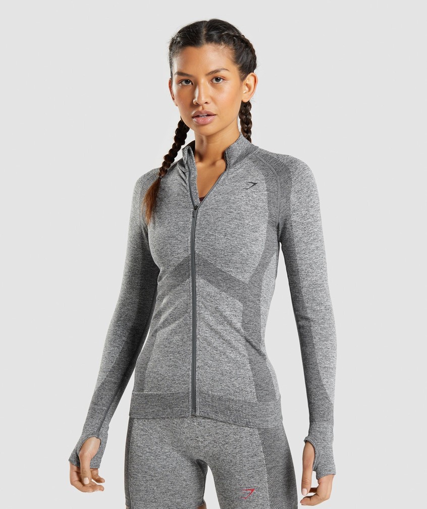 Grey Women's Gymshark Flex Zip Through Jackets | USA-76458