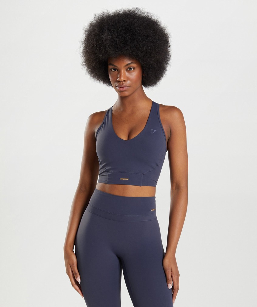 Indigo Navy Women's Gymshark Whitney Crop Tank | USA-23705