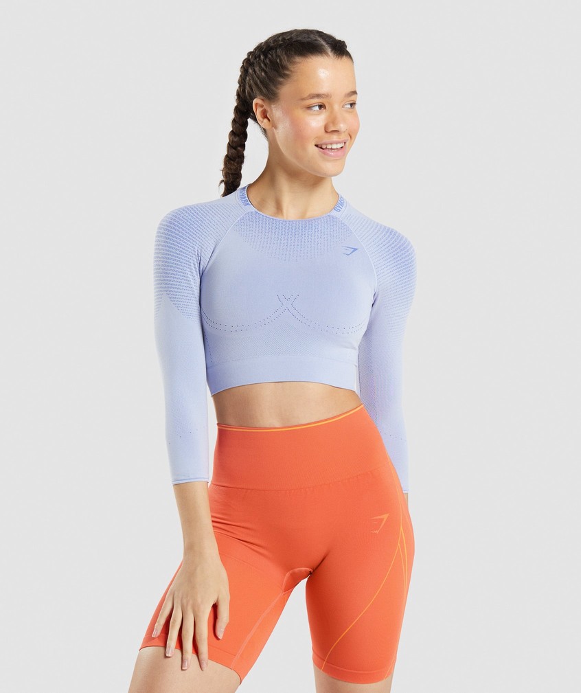 Lavender Blue Women's Gymshark Apex Seamless Crop Top T-Shirts | USA-94703