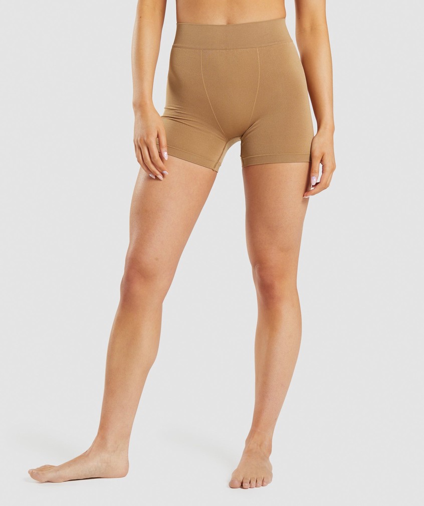 Light Brown Women's Gymshark Seamless Boxers Bikini Bottoms | USA-20369