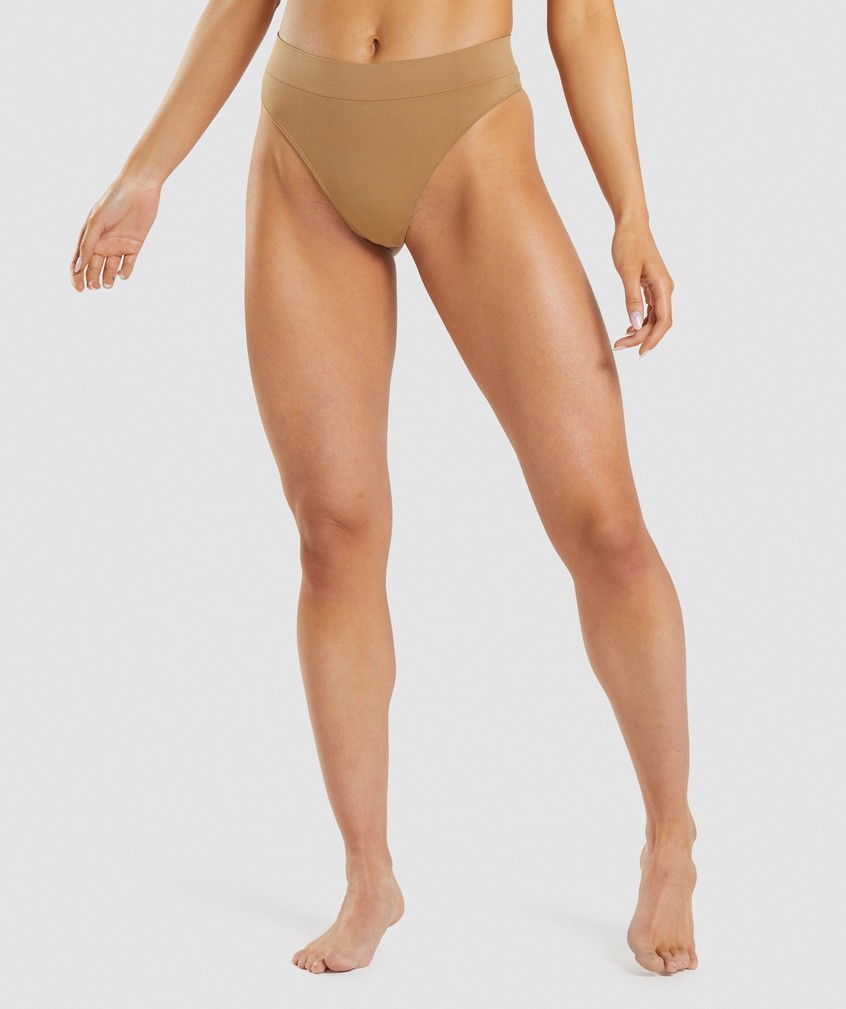 Light Brown Women's Gymshark Seamless High Rise Thong | USA-64351