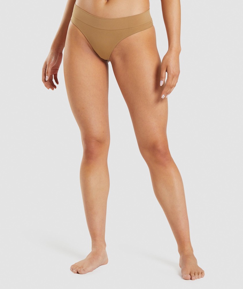 Light Brown Women's Gymshark Seamless Thong | USA-39685