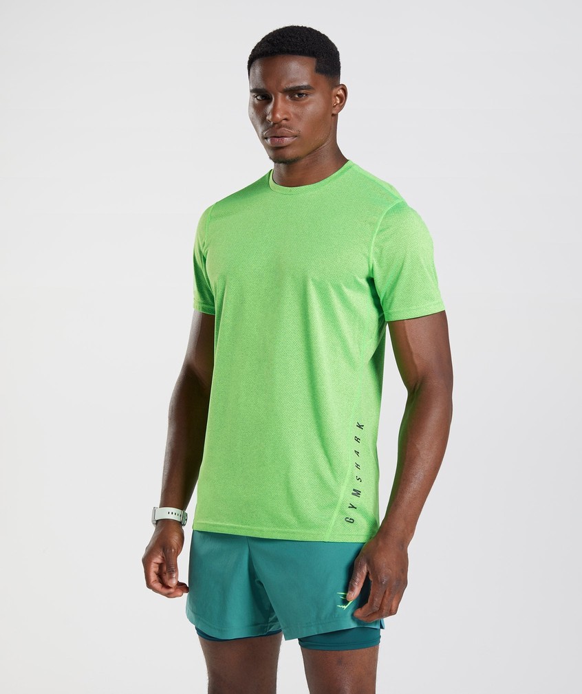 Light Green / Black Men's Gymshark Sport T-Shirts | USA-71304