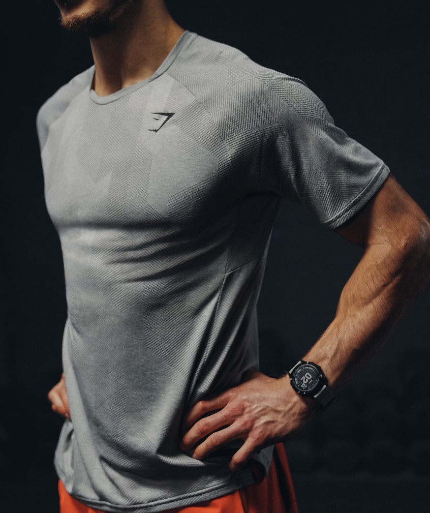 Light Grey Men's Gymshark Apex T-Shirts | USA-35902