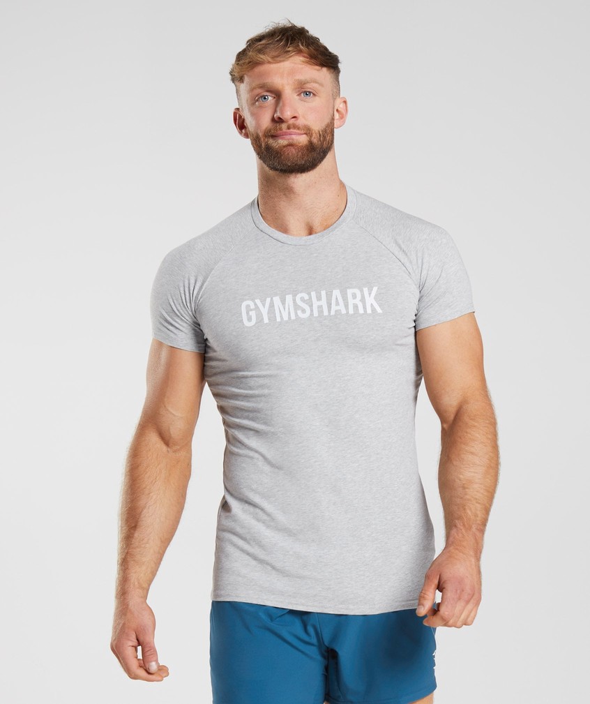 Light Grey Men's Gymshark Apollo T-Shirts | USA-82156