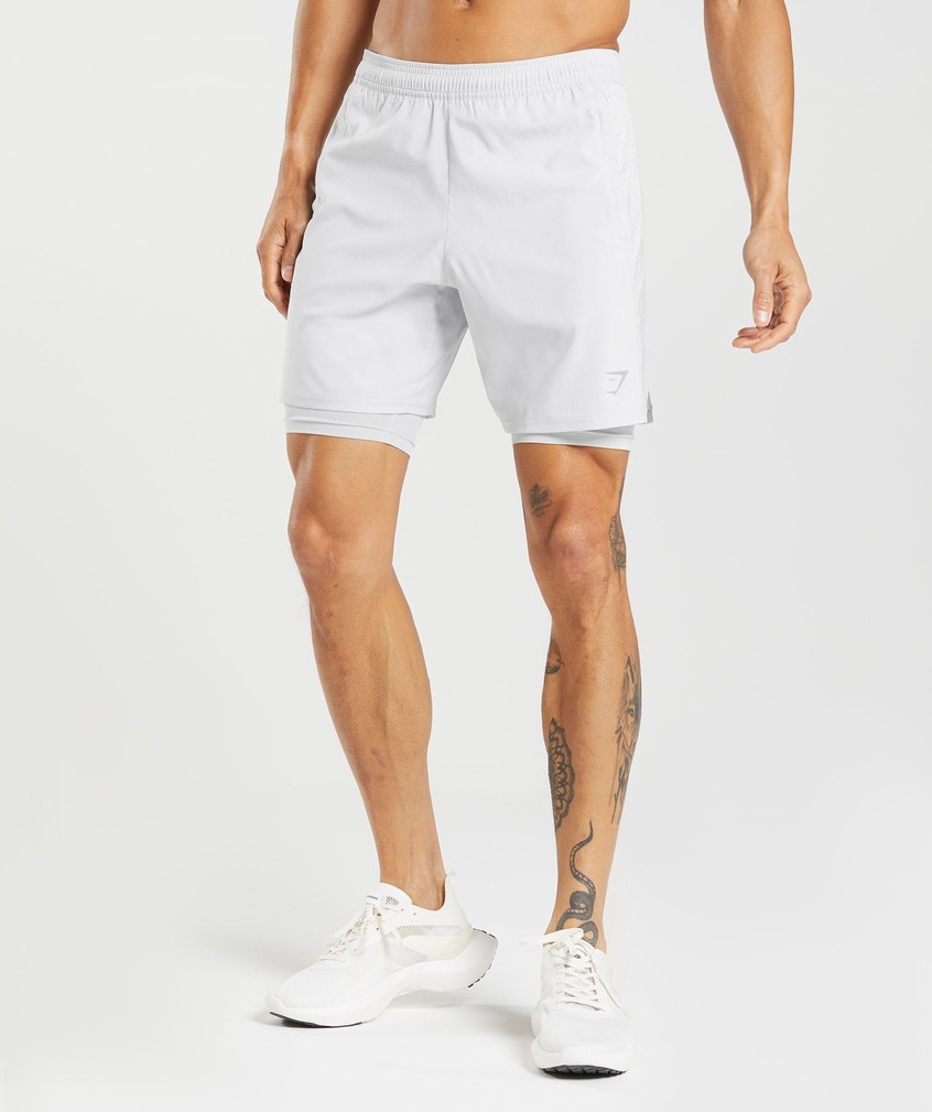 Light Grey Men's Gymshark Aspect 2 In 1 Shorts | USA-61739