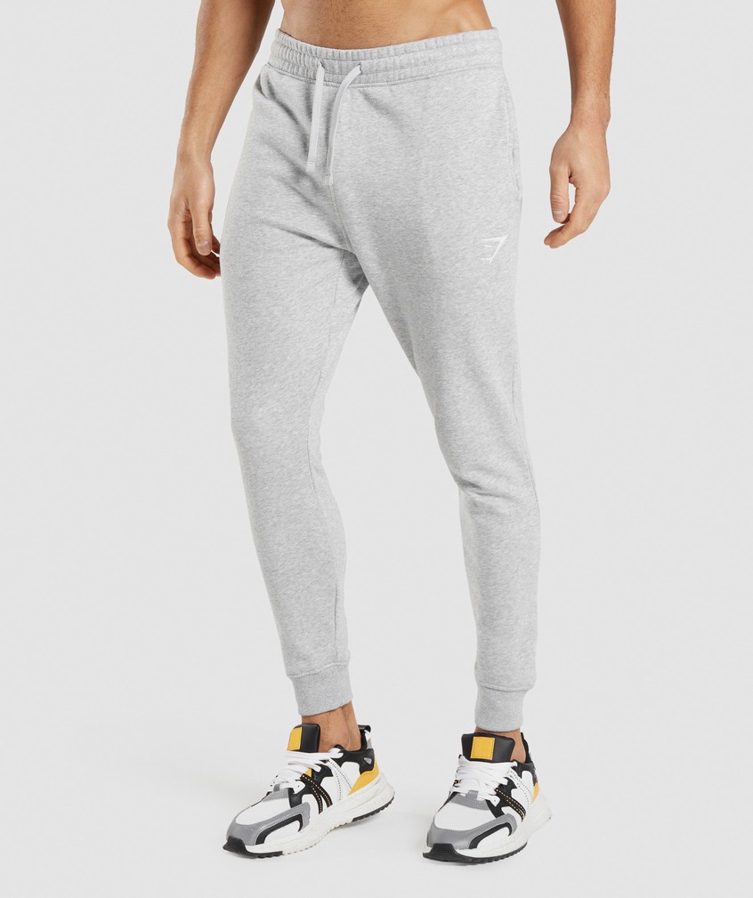 Light Grey Men's Gymshark Crest Joggers | USA-24986