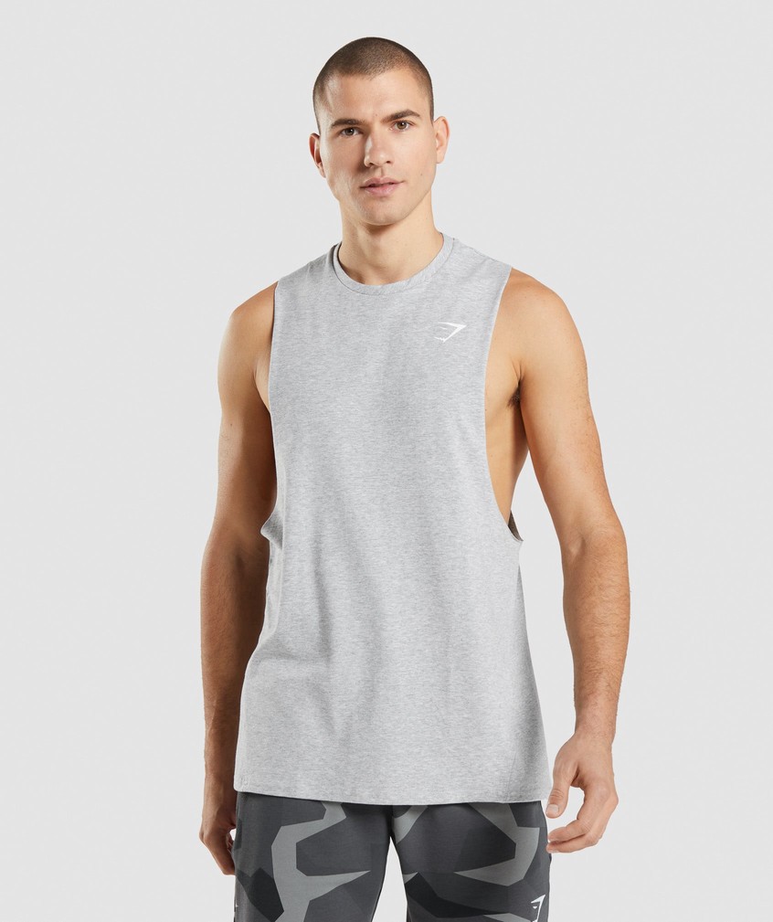 Light Grey Men's Gymshark Critical 2.0 Drop Arm Tank | USA-14392