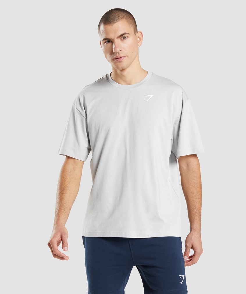 Light Grey Men's Gymshark Essential Oversized T-Shirts | USA-51746