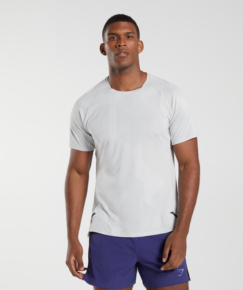 Light Grey / White Men's Gymshark Apex T-Shirts | USA-27930