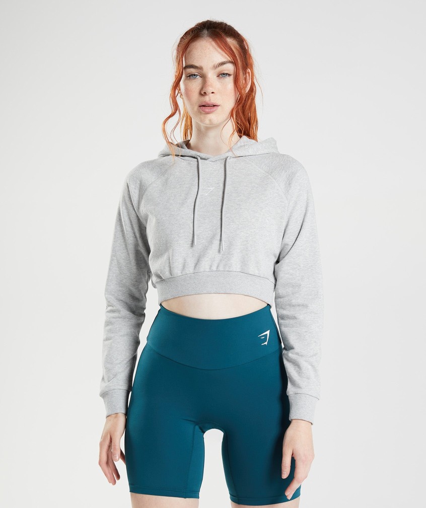 Light Grey Women's Gymshark Training Cropped Hoodie | USA-30829