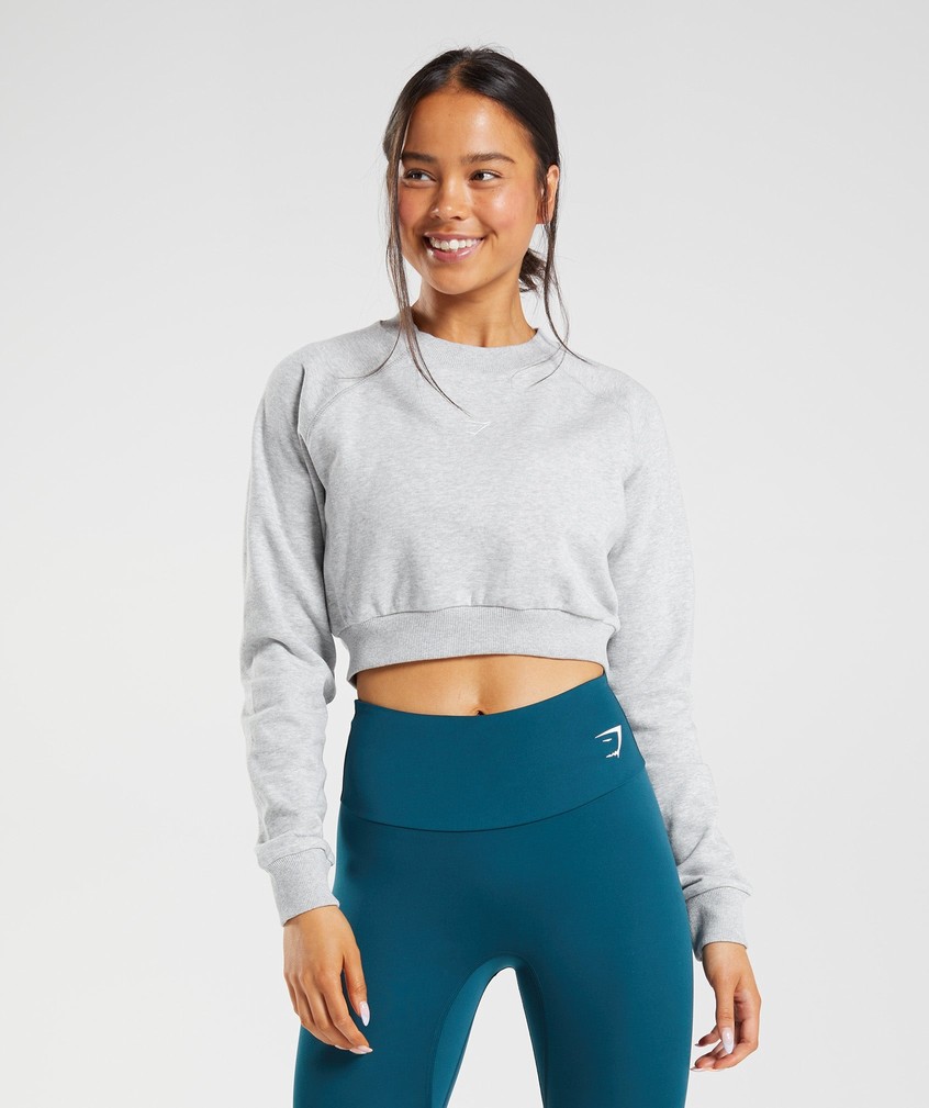 Light Grey Women's Gymshark Training Cropped Sweater | USA-87369