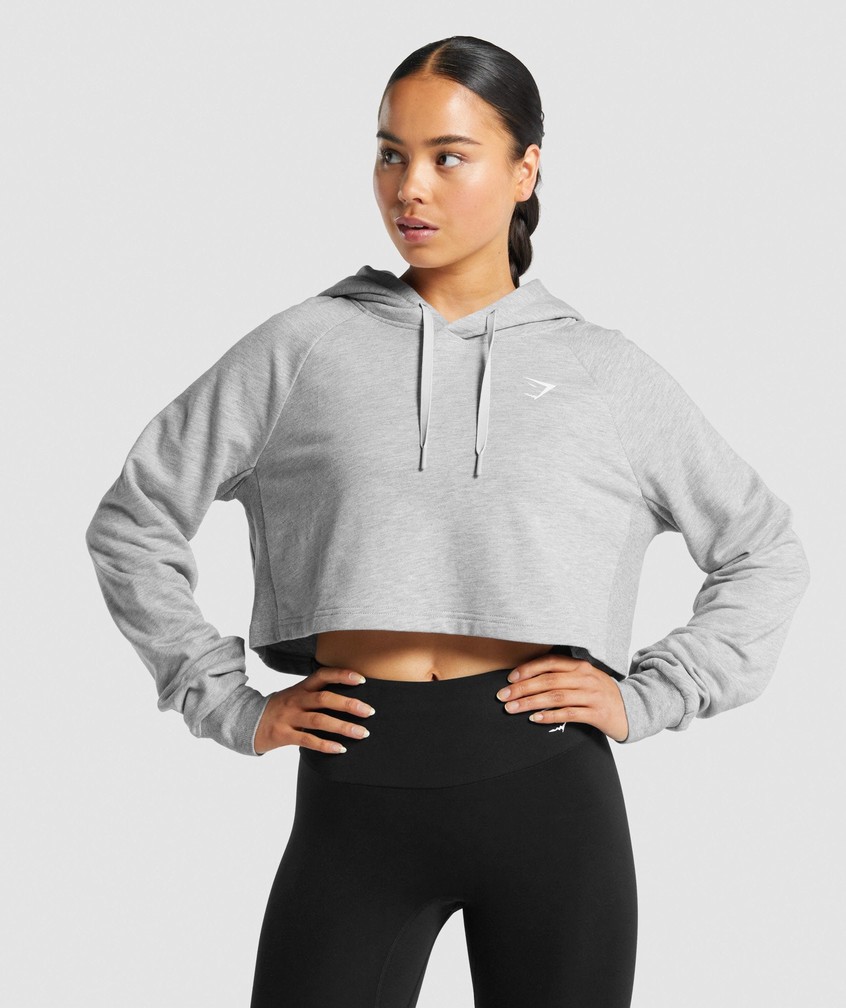 Light Grey Women's Gymshark Training Cropped Hoodie | USA-94387