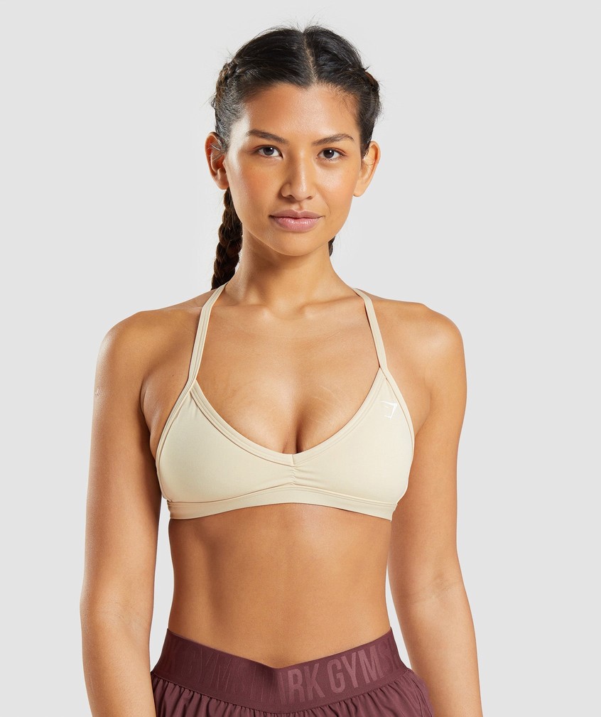 Light Yellow Brown Women's Gymshark Minimal Sports Bra | USA-96251