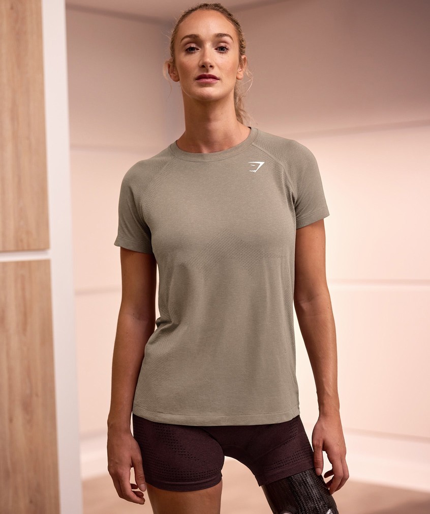 Light Yellow Brown Women's Gymshark Vital Seamless 2.0 Light T-Shirts | USA-24901