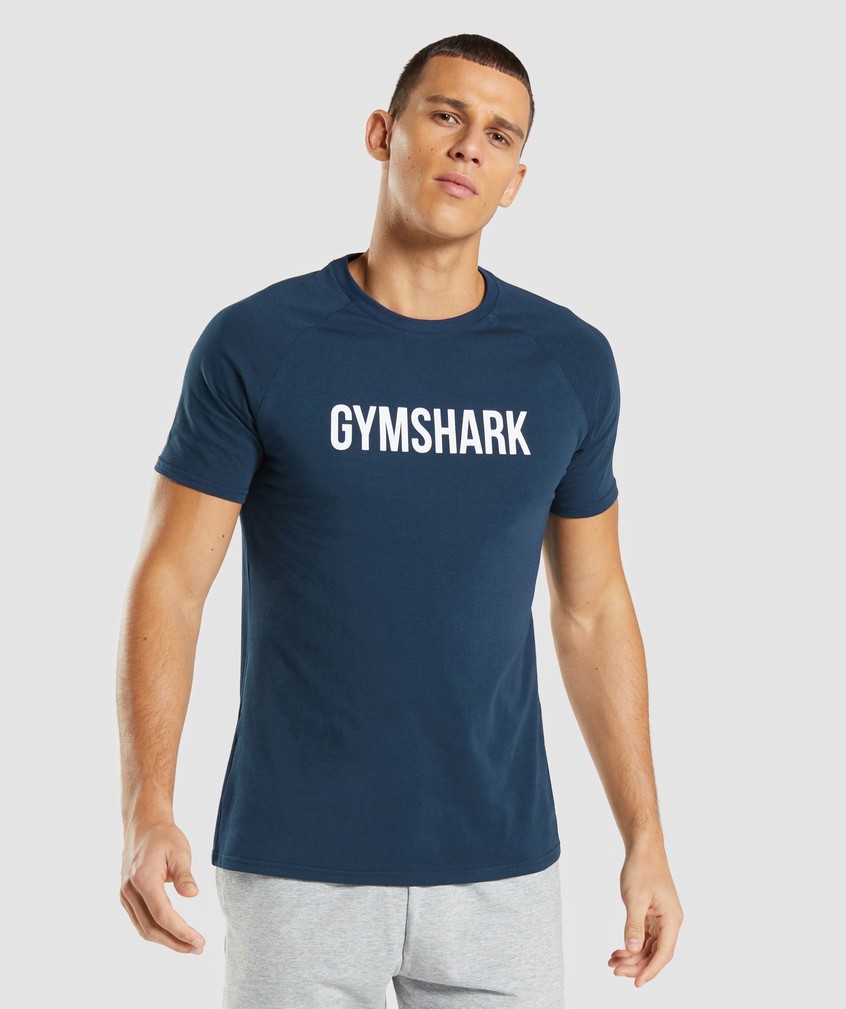 Navy Men's Gymshark Apollo T-Shirts | USA-52617